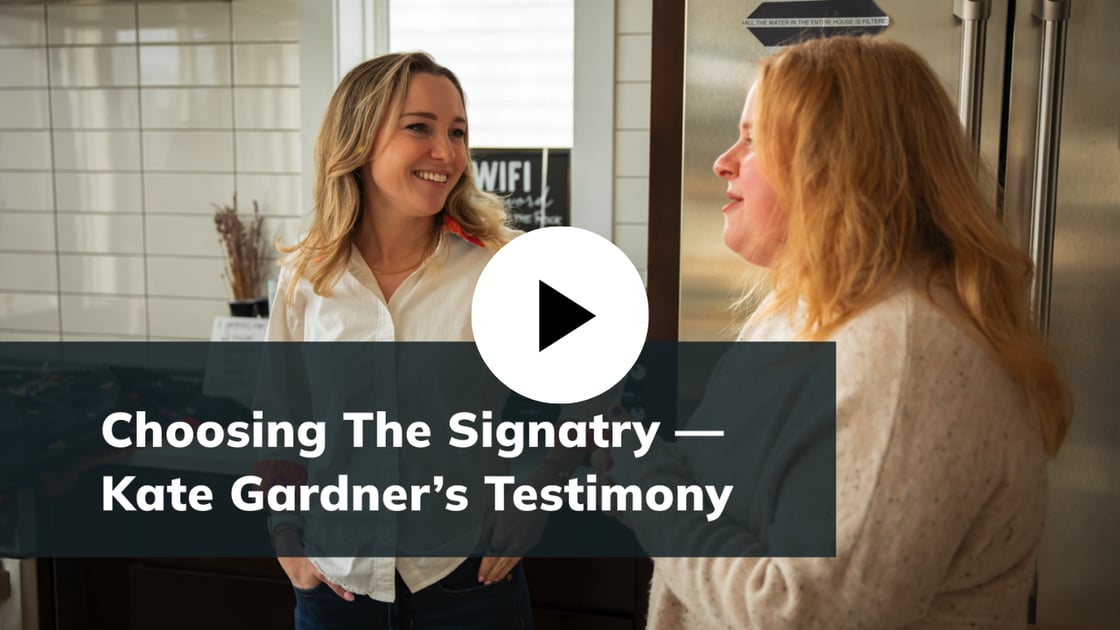 Choosing The Signatry — Kate Gardner's Testimony Video Thumbnail 