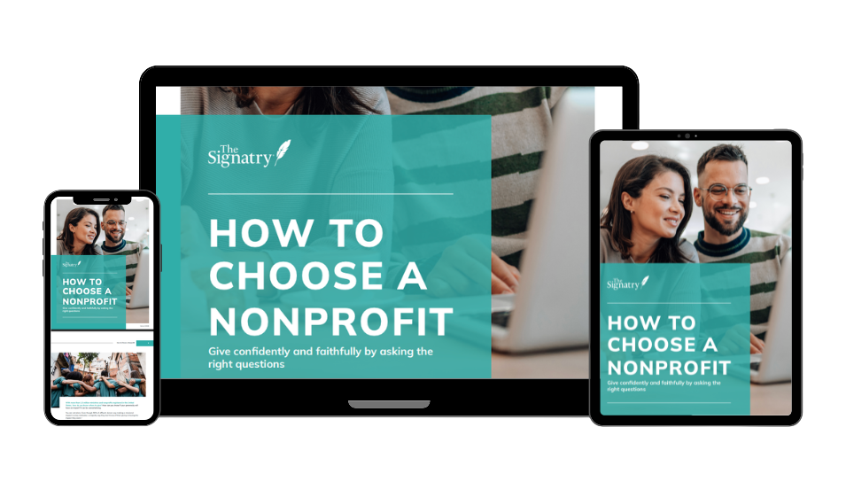How to Choose a Nonprofit guide on various tech displays