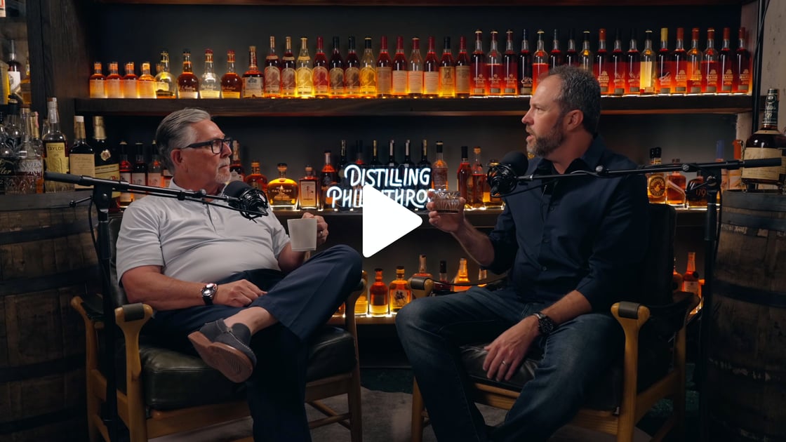 Image of Steve French and Josh Stamer in the Distilling Philanthropy podcast studio