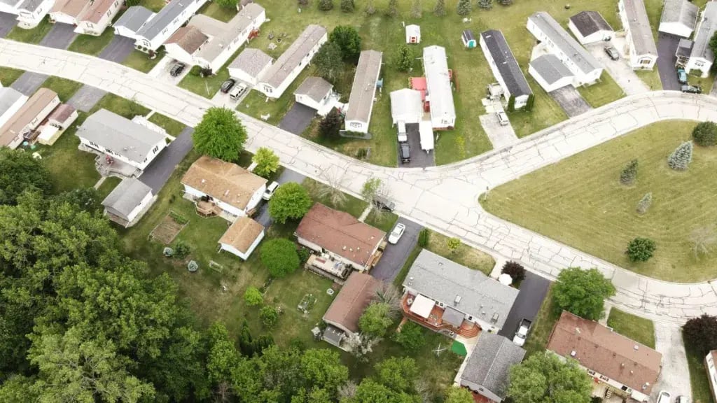 Image of an aerial view of a neighborhood.